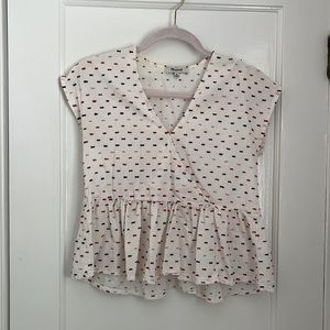 cream Madewell multi-color dotted top